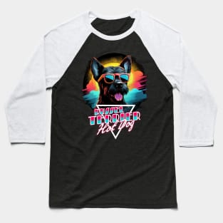 Retro Wave Russel Terrier Hot Dog Shirt Baseball T-Shirt